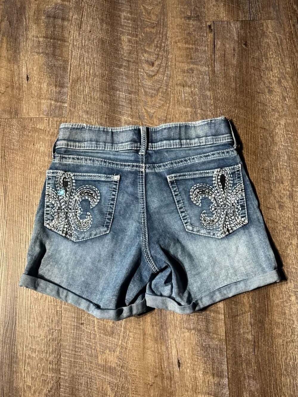 Apt. 9 Fleur De Lis Embroidered Denim Shorts